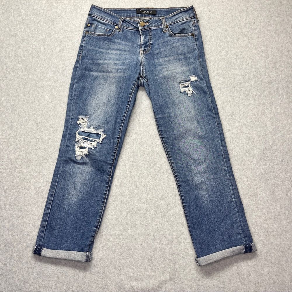 Liverpool Women’s Cropped Jeans Ripped Distressed‎ Straight size 2